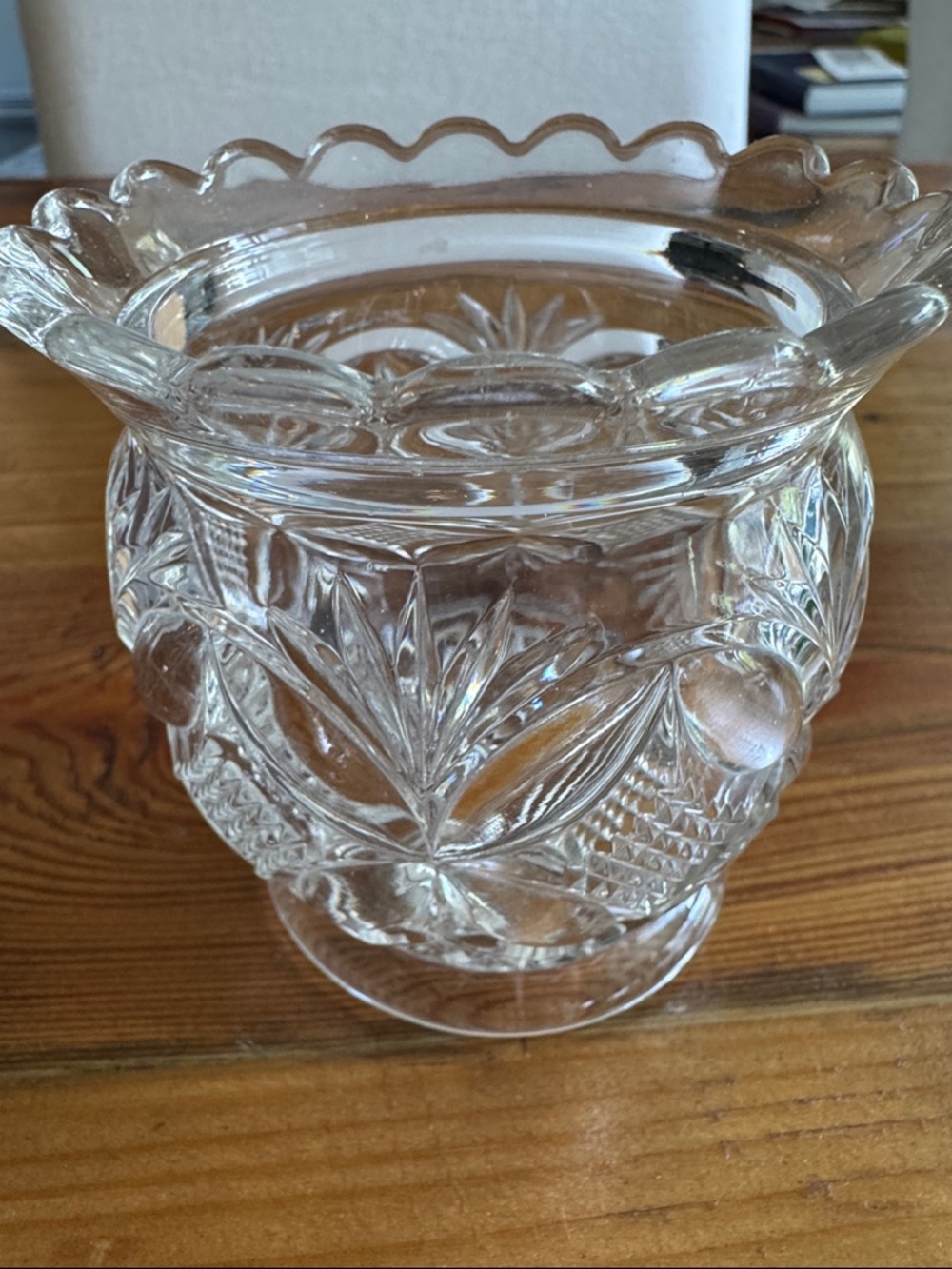 Cut Glass Pen Holder with Scalloped Rim